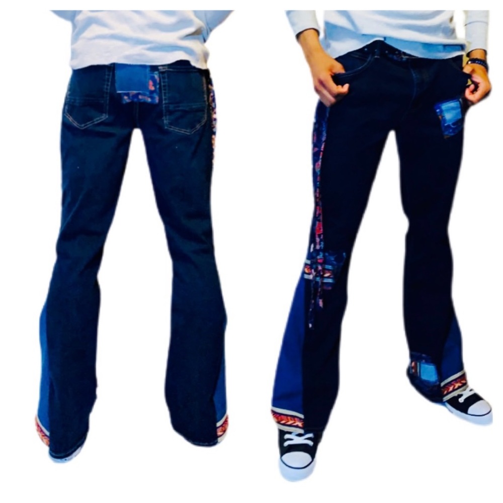 Handmade Bell Bottom Jeans UPCYCLED Vintage Jeans